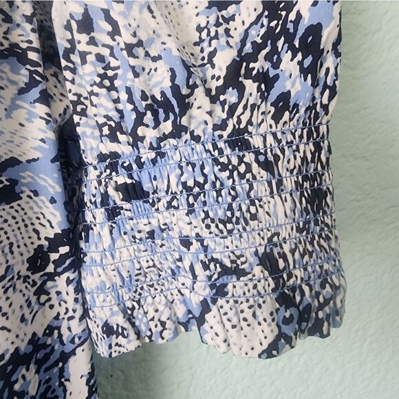 Chico's Coastal Side Pockets Blue and White Midi Dress - Picture 4 of 12